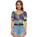 Aurora Stars Sky Mountains Snow Aurora Borealis Button up blouse View1