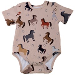 Horses For Courses Pattern Baby Short Sleeve Bodysuit by Ket1n9