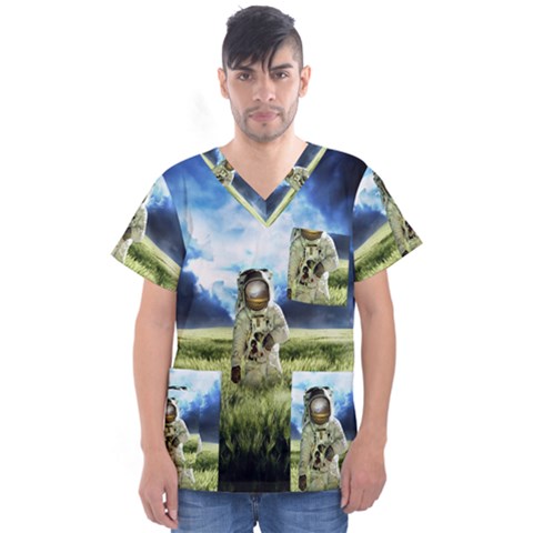 Astronaut Men s V-neck Scrub Top by Ket1n9