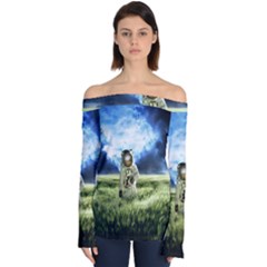 Astronaut Off Shoulder Long Sleeve Top by Ket1n9