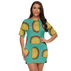 Taco Drawing Background Mexican Fast Food Pattern Just Threw It On Dress by Ket1n9
