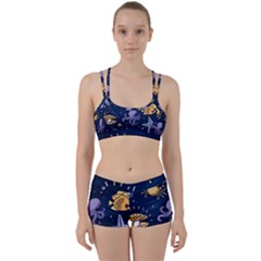 Marine Seamless Pattern Thin Line Memphis Style Perfect Fit Gym Set by Ket1n9
