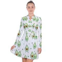 Cute Seamless Pattern With Avocado Lovers Long Sleeve Panel Dress by Ket1n9