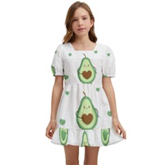 Cute Seamless Pattern With Avocado Lovers Kids  Short Sleeve Dolly Dress by Ket1n9