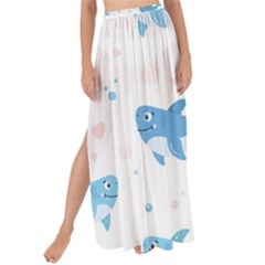 Seamless Pattern With Cute Sharks Hearts Maxi Chiffon Tie-up Sarong by Ket1n9