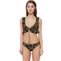 Metallic Snake Skin Pattern Low Cut Ruffle Edge Bikini Set View1