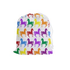 Colorful Horse Background Wallpaper Drawstring Pouch (large) by Hannah976