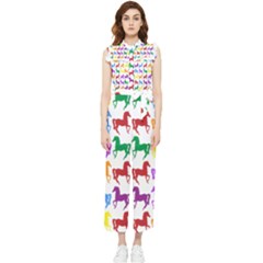 Colorful Horse Background Wallpaper Women s Frill Top Chiffon Jumpsuit by Hannah976