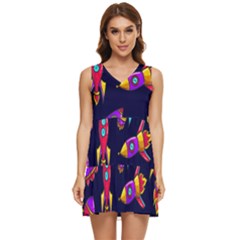Space Patterns Tiered Sleeveless Mini Dress by Hannah976