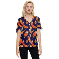 Space Patterns Pattern Bow Sleeve Button Up Top by Hannah976
