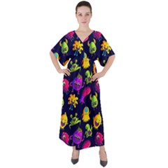 Space Patterns V-neck Boho Style Maxi Dress by Hannah976