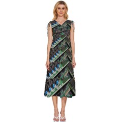 Computer Ram Tech - V-neck Drawstring Shoulder Sleeveless Maxi Dress by Hannah976