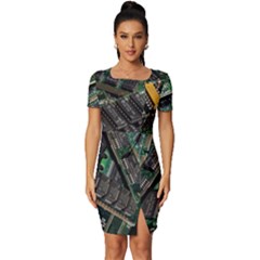Computer Ram Tech - Fitted Knot Split End Bodycon Dress by Hannah976