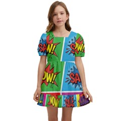 Pop Art Comic Vector Speech Cartoon Bubbles Popart Style With Humor Text Boom Bang Bubbling Expressi Kids  Short Sleeve Dolly Dress by Hannah976