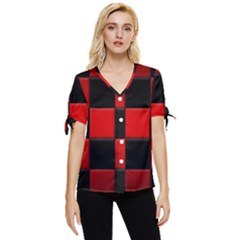 Black And Red Backgrounds- Bow Sleeve Button Up Top by Hannah976