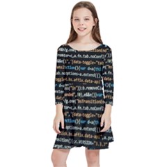 Close Up Code Coding Computer Kids  Quarter Sleeve Skater Dress by Hannah976