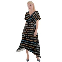 Close Up Code Coding Computer Cross Front Sharkbite Hem Maxi Dress by Hannah976