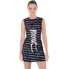 Close Up Code Coding Computer Lace Up Front Bodycon Dress by Hannah976