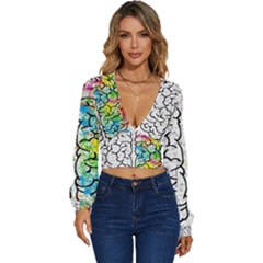 Brain Mind Psychology Idea Drawing Long Sleeve Deep-v Velour Top by Ndabl3x