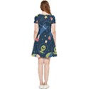 Seamless Pattern With Funny Alien Cat Galaxy Inside Out Cap Sleeve Dress View2