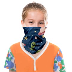 Seamless Pattern With Funny Alien Cat Galaxy Face Covering Bandana (kids) by Ndabl3x