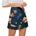 Seamless Pattern With Funny Alien Cat Galaxy Mini Front Wrap Skirt View3