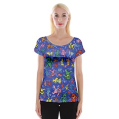Grateful Dead Bears Pattern Cap Sleeve Top by Cendanart