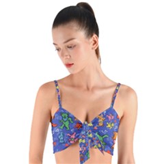 Grateful Dead Bears Pattern Woven Tie Front Bralet by Cendanart
