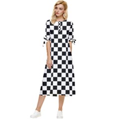 Vablen Bow Sleeve Chiffon Midi Dress by saad11