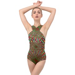 Emoji Hearts Valentine Universe Cross Front Low Back Swimsuit by Paksenen