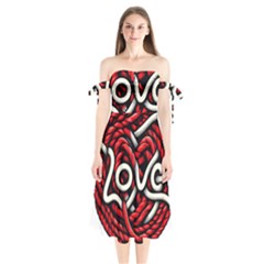 Love Rope Cartoon Shoulder Tie Bardot Midi Dress by Bedest