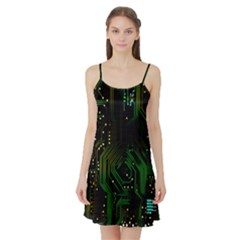 Circuits Circuit Board Green Technology Satin Night Slip by Ndabl3x
