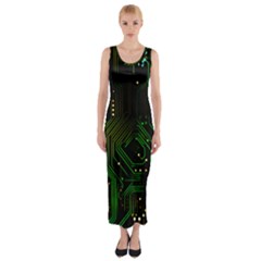 Circuits Circuit Board Green Technology Fitted Maxi Dress by Ndabl3x