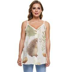 Hedgehog Mushroom Casual Spaghetti Strap Chiffon Top by Ndabl3x