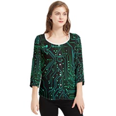 Circuits Circuit Board Green Chiffon Quarter Sleeve Blouse by Ndabl3x