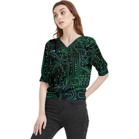 Circuits Circuit Board Green Quarter Sleeve Blouse by Ndabl3x