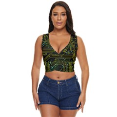 Circuits Circuit Board Yelow Women s Sleeveless Wrap Top by Ndabl3x