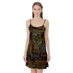 Circuits Circuit Board Orange Technology Satin Night Slip by Ndabl3x