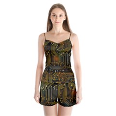 Circuits Circuit Board Orange Technology Satin Pajamas Set by Ndabl3x