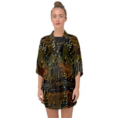 Circuits Circuit Board Orange Technology Half Sleeve Chiffon Kimono by Ndabl3x