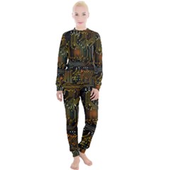 Circuits Circuit Board Orange Technology Women s Lounge Set by Ndabl3x