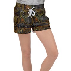 Circuits Circuit Board Orange Technology Women s Velour Lounge Shorts by Ndabl3x