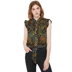 Circuits Circuit Board Orange Technology Frill Detail Shirt by Ndabl3x