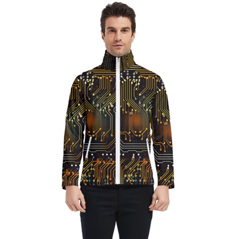 Circuits Circuit Board Orange Technology Men s Bomber Jacket by Ndabl3x