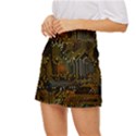 Circuits Circuit Board Orange Technology Mini Front Wrap Skirt View2