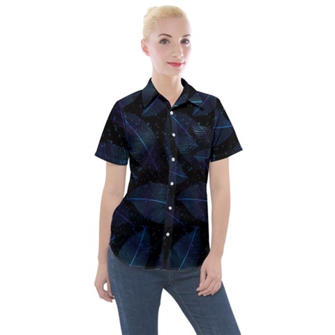 Leaves Nature Women s Short Sleeve Pocket Shirt by Cendanart