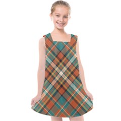 Tartan Scotland Seamless Plaid Pattern Vector Retro Background Fabric Vintage Check Color Square Geo Kids  Cross Back Dress by Ket1n9