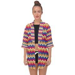 Zigzag Pattern Seamless Zig Zag Background Color Open Front Chiffon Kimono by Ket1n9