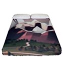 White And Brown Mountain Illustration Digital Art Fitted Sheet (Queen Size) View1