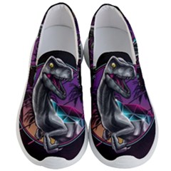 Style Dinosaur  80s Synth Retrowave Men s Lightweight Slip Ons by Cendanart